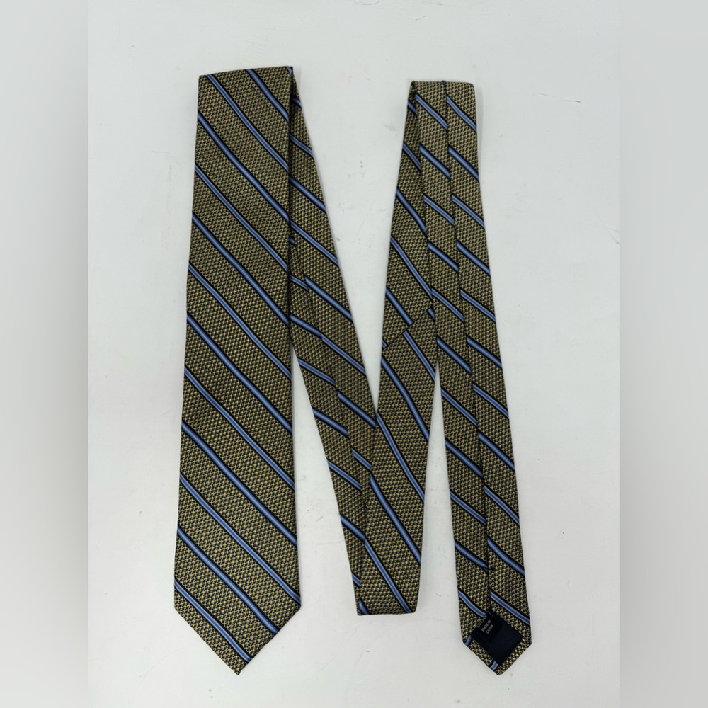 Pronto Uomo Tie Pre-Owned Gold Black Blue Classic Men’s Neck Tie 100% Silk GHV1